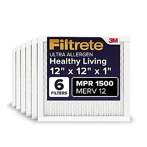 Filtrete Healthy Living Furnace MPR 1500 MERV 12 Air Filters (12x12x1) (9.50 each)