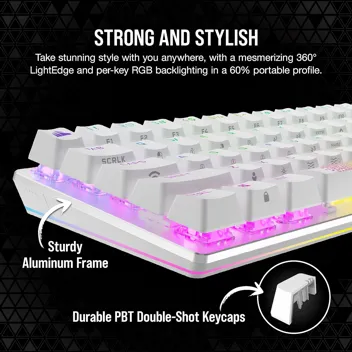 K70 Pro Mini Wireless RGB 60% Mechanical Gaming Keyboard w/ PBT Double-Shot Keycaps (Red Switches, White)