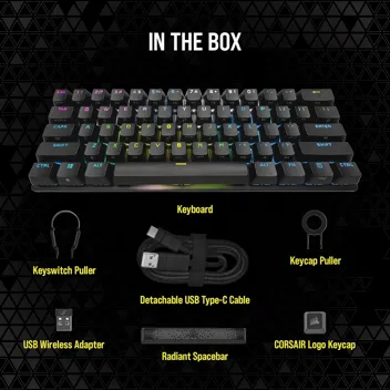 K70 Pro Mini Wireless RGB 60% Mechanical Gaming Keyboard w/ PBT Double-Shot Keycaps (Red Switches, White)