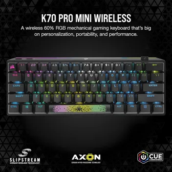 K70 Pro Mini Wireless RGB 60% Mechanical Gaming Keyboard w/ PBT Double-Shot Keycaps (Red Switches, White)