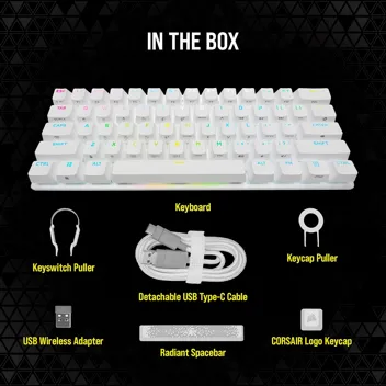 K70 Pro Mini Wireless RGB 60% Mechanical Gaming Keyboard w/ PBT Double-Shot Keycaps (Red Switches, White)