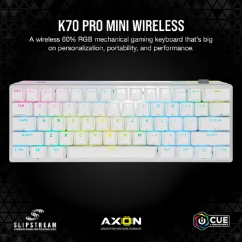 K70 Pro Mini Wireless RGB 60% Mechanical Gaming Keyboard w/ PBT Double-Shot Keycaps (Red Switches, White)