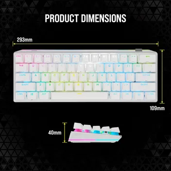 K70 Pro Mini Wireless RGB 60% Mechanical Gaming Keyboard w/ PBT Double-Shot Keycaps (Red Switches, White)