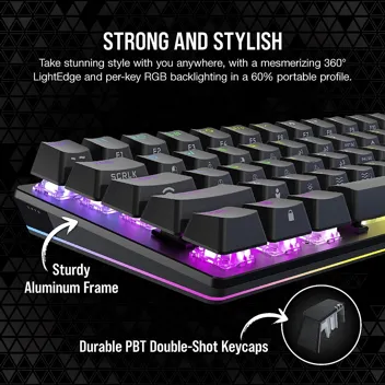 K70 Pro Mini Wireless RGB 60% Mechanical Gaming Keyboard w/ PBT Double-Shot Keycaps (Red Switches, White)