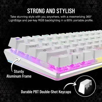 K70 Pro Mini Wireless RGB 60% Mechanical Gaming Keyboard w/ PBT Double-Shot Keycaps (Red Switches, White)