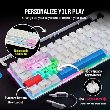 K70 Pro Mini Wireless RGB 60% Mechanical Gaming Keyboard w/ PBT Double-Shot Keycaps (Red Switches, White)