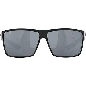 Costa Del Mar Men's Rincon Rectangle Sunglasses - Shiny Black/Grey Silver Mirrored Polarized 580p