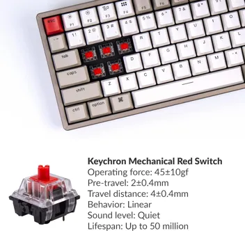 Keychron K2 75% Layout Bluetooth Wireless Mechanical Keyboard with Double-Shot Retro Keycaps/Type-C Wired/Keychron Mechanical Brown Switch/Aluminum Frame 84 Keys Computer