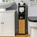 Toilet Paper Holder Stand: Bathroom Storage Cabinet Beside Toilet for Small