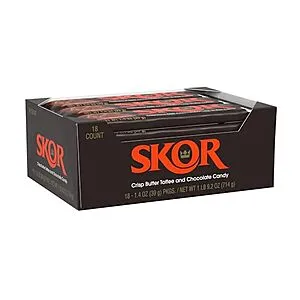 SKOR Crisp Toffee and Chocolate Candy Bars, 1.4 oz (18 Count)