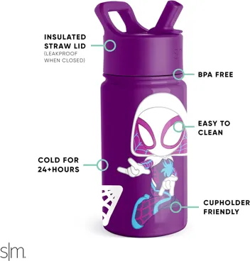 Wish Kids Water Bottle with Straw Lid for 14oz