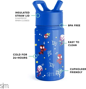 Wish Kids Water Bottle with Straw Lid for 14oz