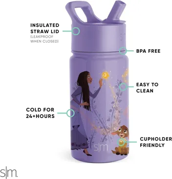 Wish Kids Water Bottle with Straw Lid for 14oz