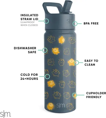 Wish Kids Water Bottle with Straw Lid for 14oz