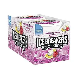 ICE BREAKERS Sparkling Raspberry Lemon Seltzer Breath Mints Tins, 1.5 oz (8 Count)