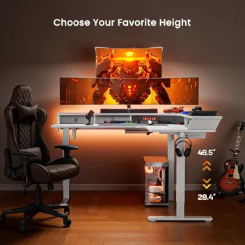 ErGear 63" L-Shaped Electric Adjustable Gaming Standing Desk with Accessories