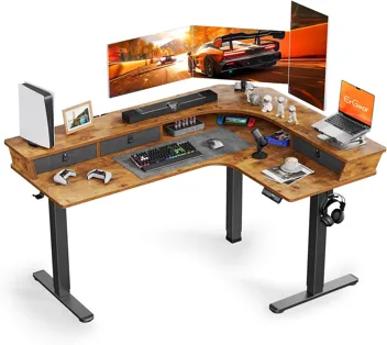 ErGear 63" L-Shaped Electric Adjustable Gaming Standing Desk with Accessories