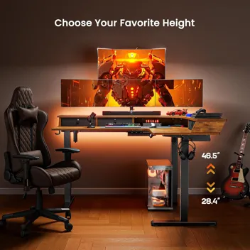 ErGear 63" L-Shaped Electric Adjustable Gaming Standing Desk with Accessories