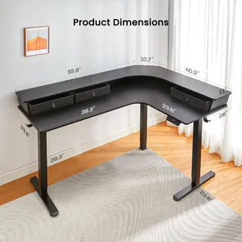 ErGear 63" L-Shaped Electric Adjustable Gaming Standing Desk with Accessories