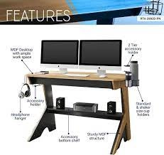 Techni Mobili Home Office Computer Writing Desk with Two Cupholders and Headphone Hook