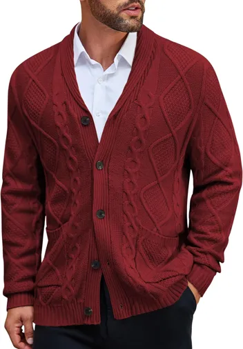 Coofandy Casual Knitted Shawl Collar Cardigan Sweater