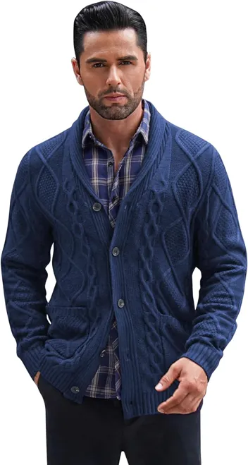 Coofandy Casual Knitted Shawl Collar Cardigan Sweater