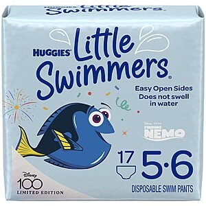 Little Swimmers Disposable Swim Diapers, Size 5-6 (32+ lbs), 17 Ct