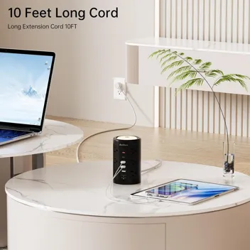 AnneTane 12-Outlet 5-USB Port Power StripTower Surge Protector with Night Light, 10ft Cord