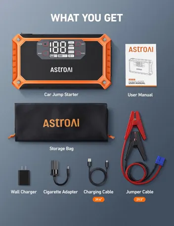 AstroAI S8 1500A 12V Car Jump Starter w/ 10W USB Wall Charger (Up to 6.0L Gas, 3.0L Diesel)