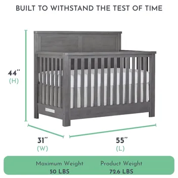 Evolur Belmar Flat 5-in-1 Convertible Crib With 3 Mattress Height Settings (Weathered White)