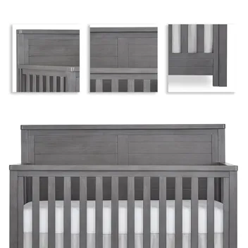 Evolur Belmar Flat 5-in-1 Convertible Crib With 3 Mattress Height Settings (Weathered White)