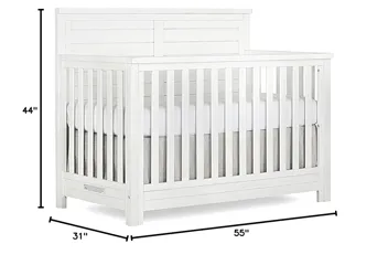 Evolur Belmar Flat 5-in-1 Convertible Crib With 3 Mattress Height Settings (Weathered White)