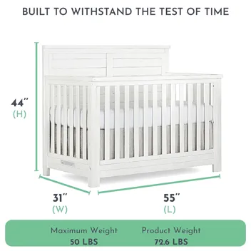 Evolur Belmar Flat 5-in-1 Convertible Crib With 3 Mattress Height Settings (Weathered White)