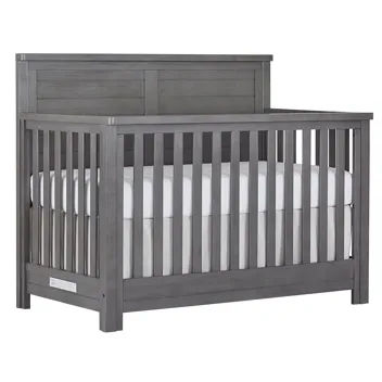 Evolur Belmar Flat 5-in-1 Convertible Crib With 3 Mattress Height Settings (Weathered White)