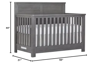 Evolur Belmar Flat 5-in-1 Convertible Crib With 3 Mattress Height Settings (Weathered White)