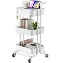 PIUC09W 3-Tier Rolling Cart w/ Table Top