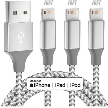 10ft USB-A to Apple MFi Certified Lightning Cable