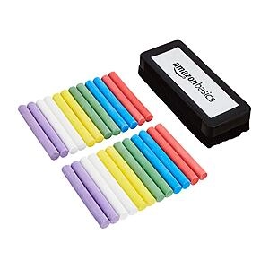 Dustless Chalk with Eraser, Assorted, 24 Pack