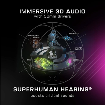 ROCCAT Syn Pro Air Lightweight RGB Wireless 3D Audio Surround Sound PC Gaming Headset w/ AIMO Lighting