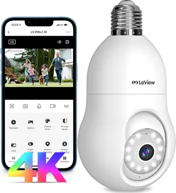 LaView 2K 4MP 360 WiFi Bulb Security Camera