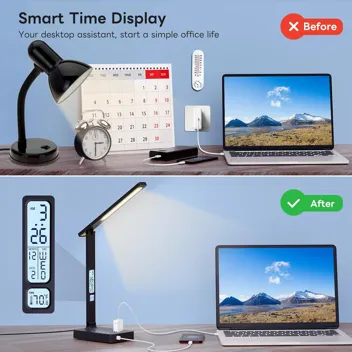 Infiway 600-Lumen Adjustable 2-Outlet 2-USB- LED Desk Lamp