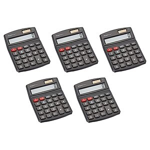 5-Pack LCD 8-Digit Desktop Calculator (Black)