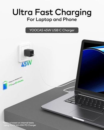 YooCas 45W 2-Ports USB C PD Charger