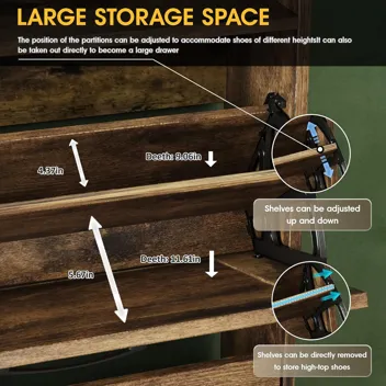 Shoe Storage Cabinet with 2 Flip Drawers