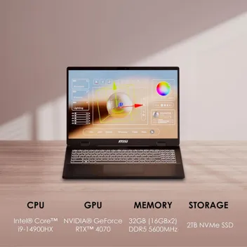 Creator M14 14” 2.8K Display Creator Laptop: Intel Core i7-13620H, NVIDIA Geforce RTX 4050, 16GB DDR5, 1TB NVMe SSD, Cooler Boost, Win 11: Black A13VE-083US