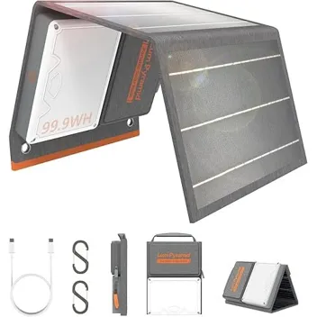 3-in-1 24W Solar Panel 99.9Wh Battery Charger with 600-Lumen Light