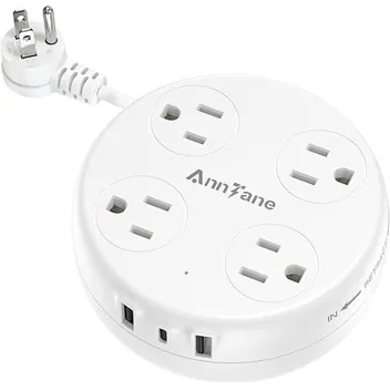 4-Outlet 3-USB Travel Power Strip with Retractable Extension Cord