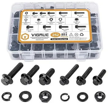 Vigrue 252-Piece Black Zinc Plated Flange Hex Head Bolt Set