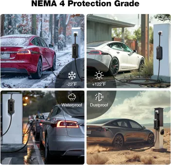 Grecell 25ft 32A 240V Level 2 Tesla Mobile Charger with NEMA 14-50 Plug