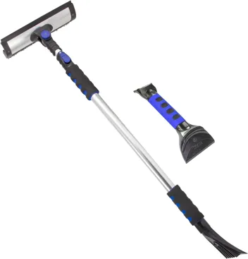 80052 52" Extension Quick-Release Handle Ice Scraper and Pivoting Snow Broom (Colors May Vary)